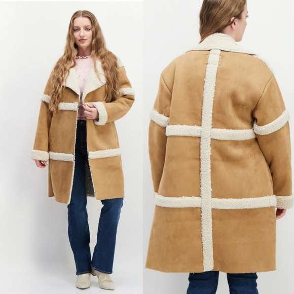 NWT BearPaw Faux Suede Cozy Coat in Tan Size XL $220 - Picture 1 of 13